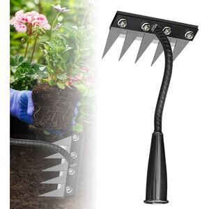 2025 Upgrade Iron Weeding Rake 5 Teeth Carbon Steel Garden Weeder Rak